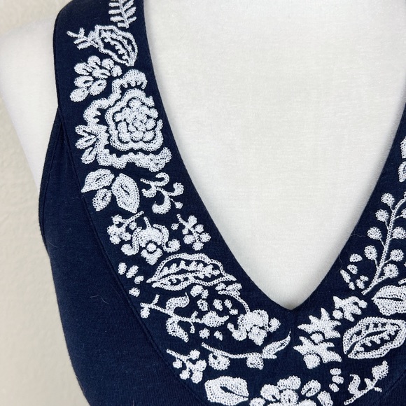 Ann Taylor LOFT Navy Embroidered Wrap Top - Picture 4 of 7